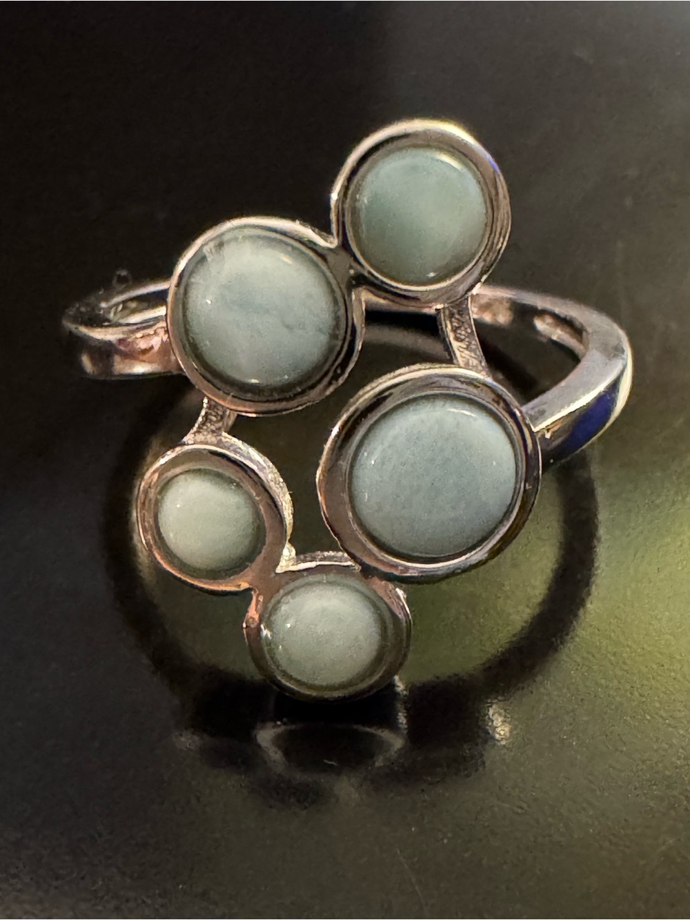 Sterling Silver Larimar Bubble Cluster Ring Size 7.75 - Picture 1 of 4
